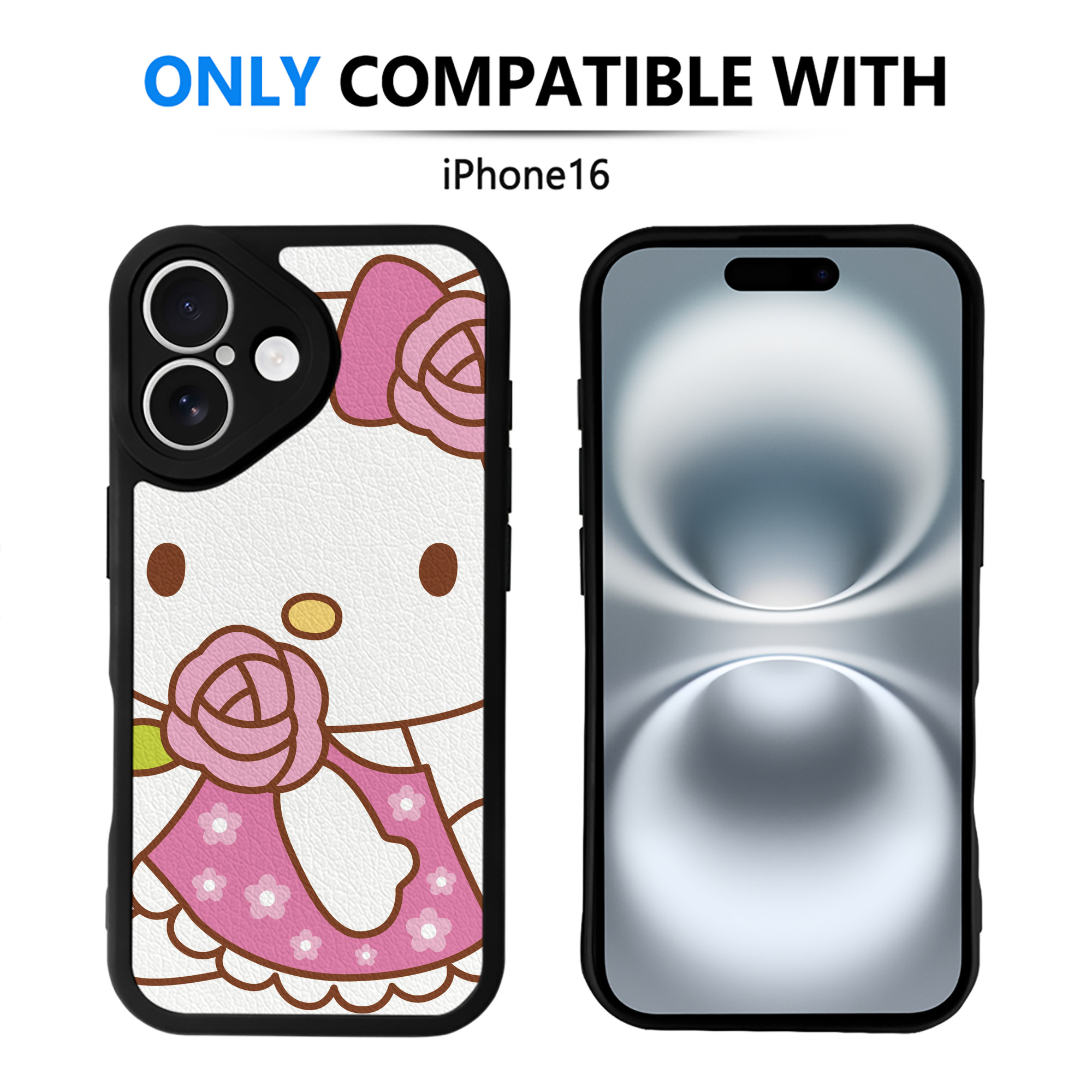 （画像用） Hello Kitty ハローキティ 【iPhone 16シリーズ対応】シリコンスマホケース（レザー調） 材質：シリコン